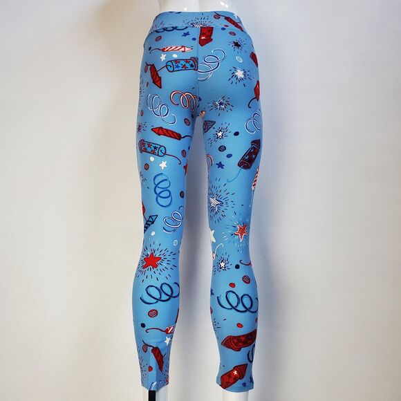 NEW LuLaRoe Light Blue Firework Leggings - Picture 3 of 8